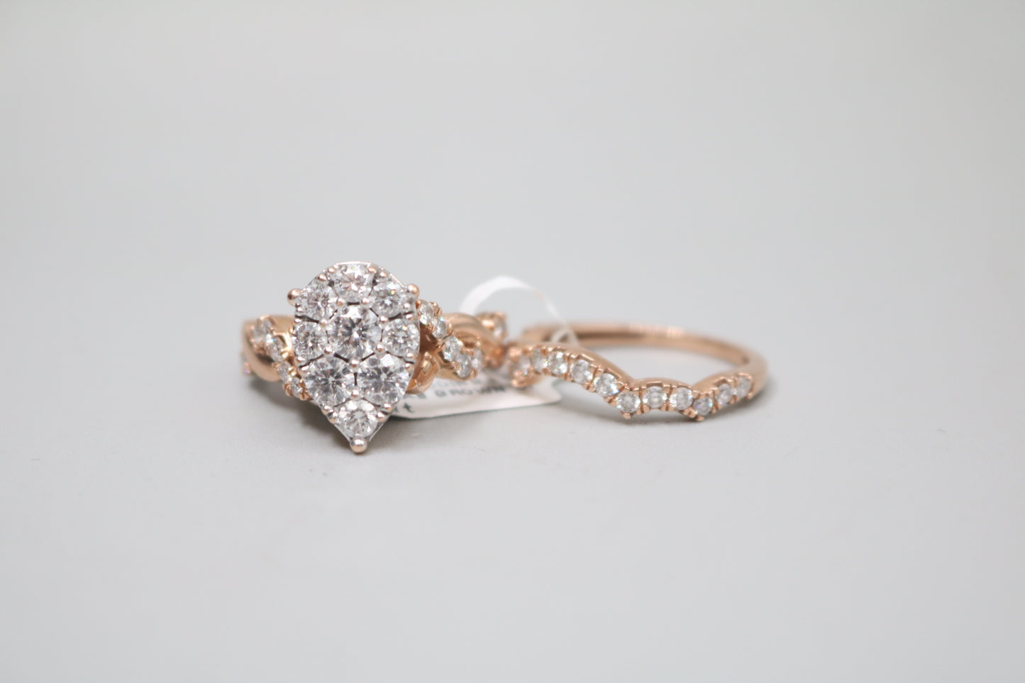 14K Rose Gold Lab Grown Diamond Pear Shaped Ring Set (2.10 CTW) (Size 7 & 7 1/4) (Local Purchase Only)