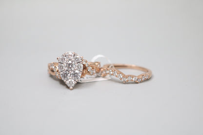 14K Rose Gold Lab Grown Diamond Pear Shaped Ring Set (2.10 CTW) (Size 7 & 7 1/4) (Local Purchase Only)