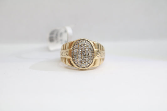 10K Yellow Gold Cluster Diamond Rolex Style Ring (Size 7 3/4)