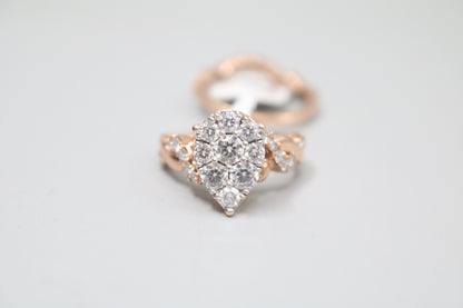14K Rose Gold Lab Grown Diamond Pear Shaped Ring Set (2.10 CTW) (Size 7 & 7 1/4) (Local Purchase Only)