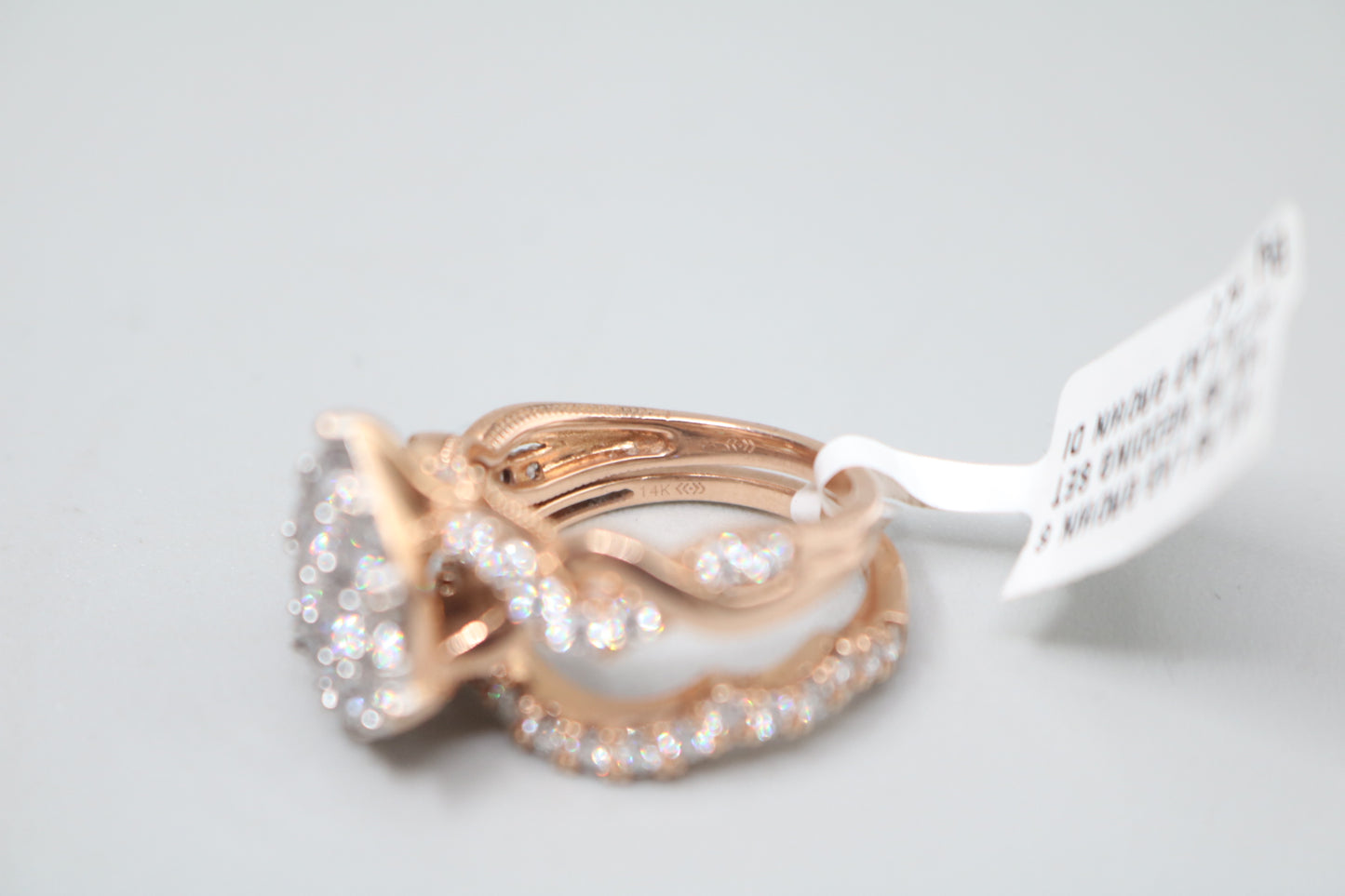 14K Rose Gold Lab Grown Diamond Pear Shaped Ring Set (2.10 CTW) (Size 7 & 7 1/4) (Local Purchase Only)