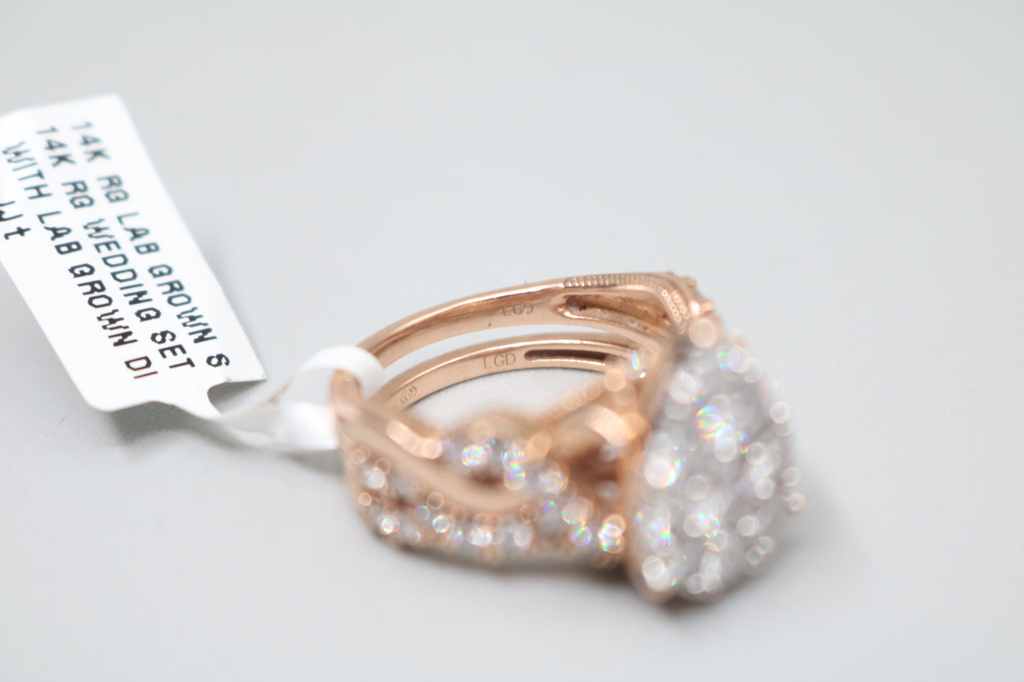 14K Rose Gold Lab Grown Diamond Pear Shaped Ring Set (2.10 CTW) (Size 7 & 7 1/4) (Local Purchase Only)