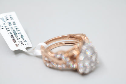 14K Rose Gold Lab Grown Diamond Pear Shaped Ring Set (2.10 CTW) (Size 7 & 7 1/4) (Local Purchase Only)