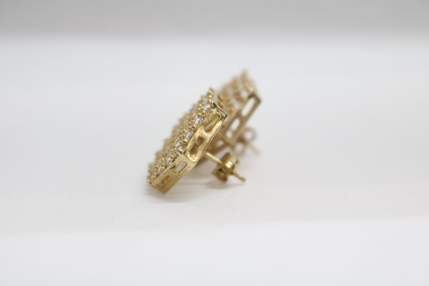 10k Yellow Gold Hexagon Cluster Earrings