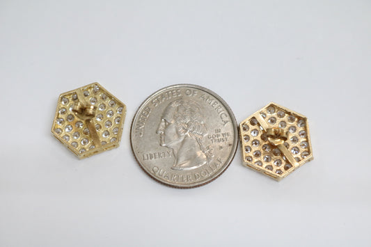 10k Yellow Gold Hexagon Cluster Earrings
