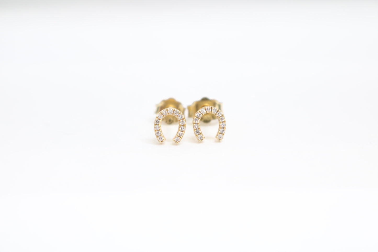 10K Yellow Gold Horse Shoe Earrings w/ diamonds .26 CTW (0.7 Grams)