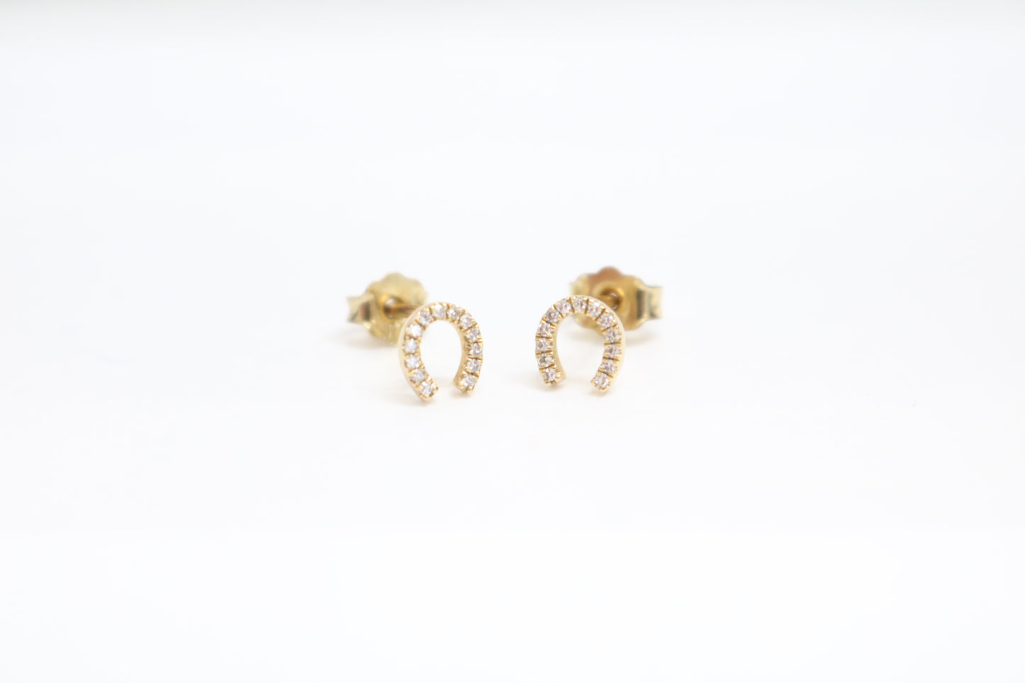 10K Yellow Gold Horse Shoe Earrings w/ diamonds .26 CTW (0.7 Grams)