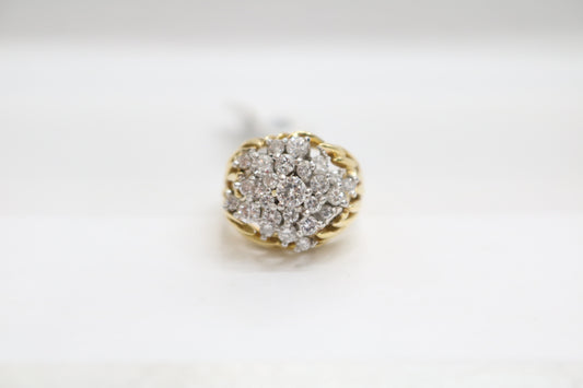 18K Yellow Gold Diamond Cluster Ring (1.15 CTW) (Size 7) (Local Pick-Up Only)