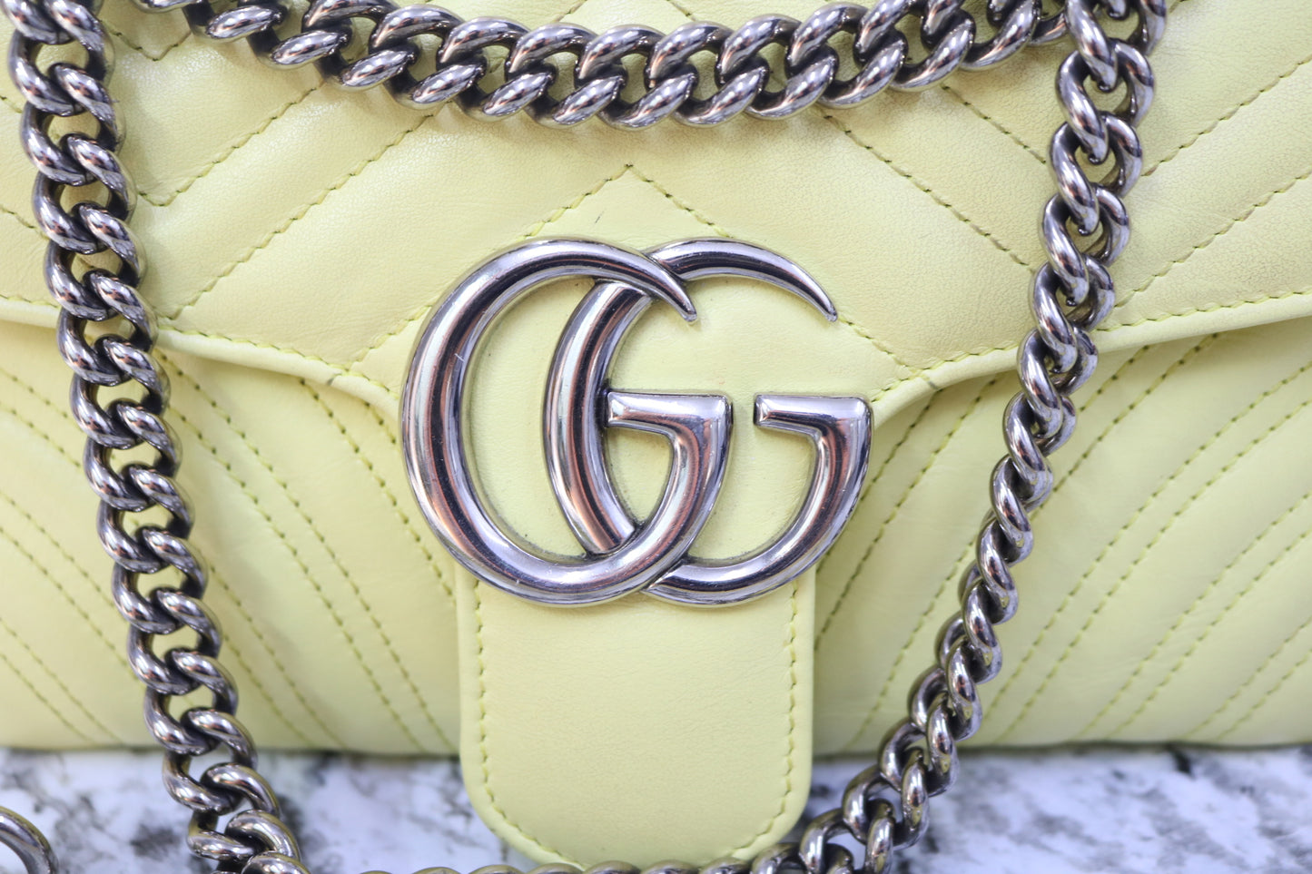 Gucci Quilted Matelasse GG Marmont Yellow Bag