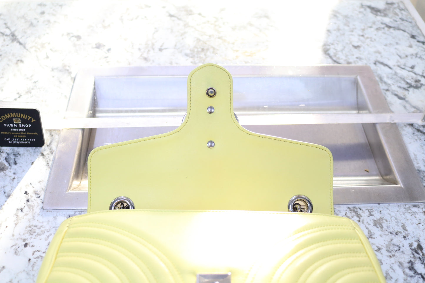 Gucci Quilted Matelasse GG Marmont Yellow Bag