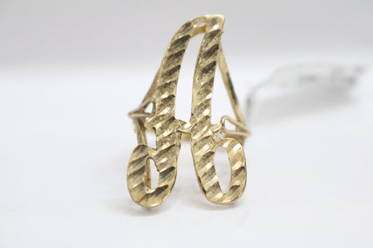10k Yellow Gold Letter A Ring (Size 6 3/4)