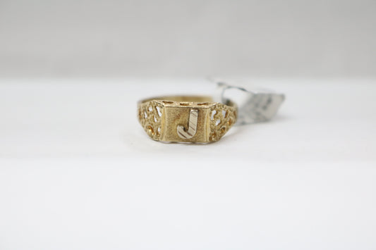 10k Yellow Gold Letter J Ring (Size 4 1/4)