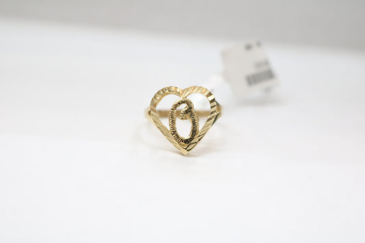 10K Yellow Gold Letter O Ring (Size 6 1/4)