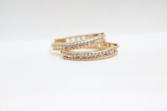 14k Three Tone Gold Hoop Earrings (2.3 Grams)