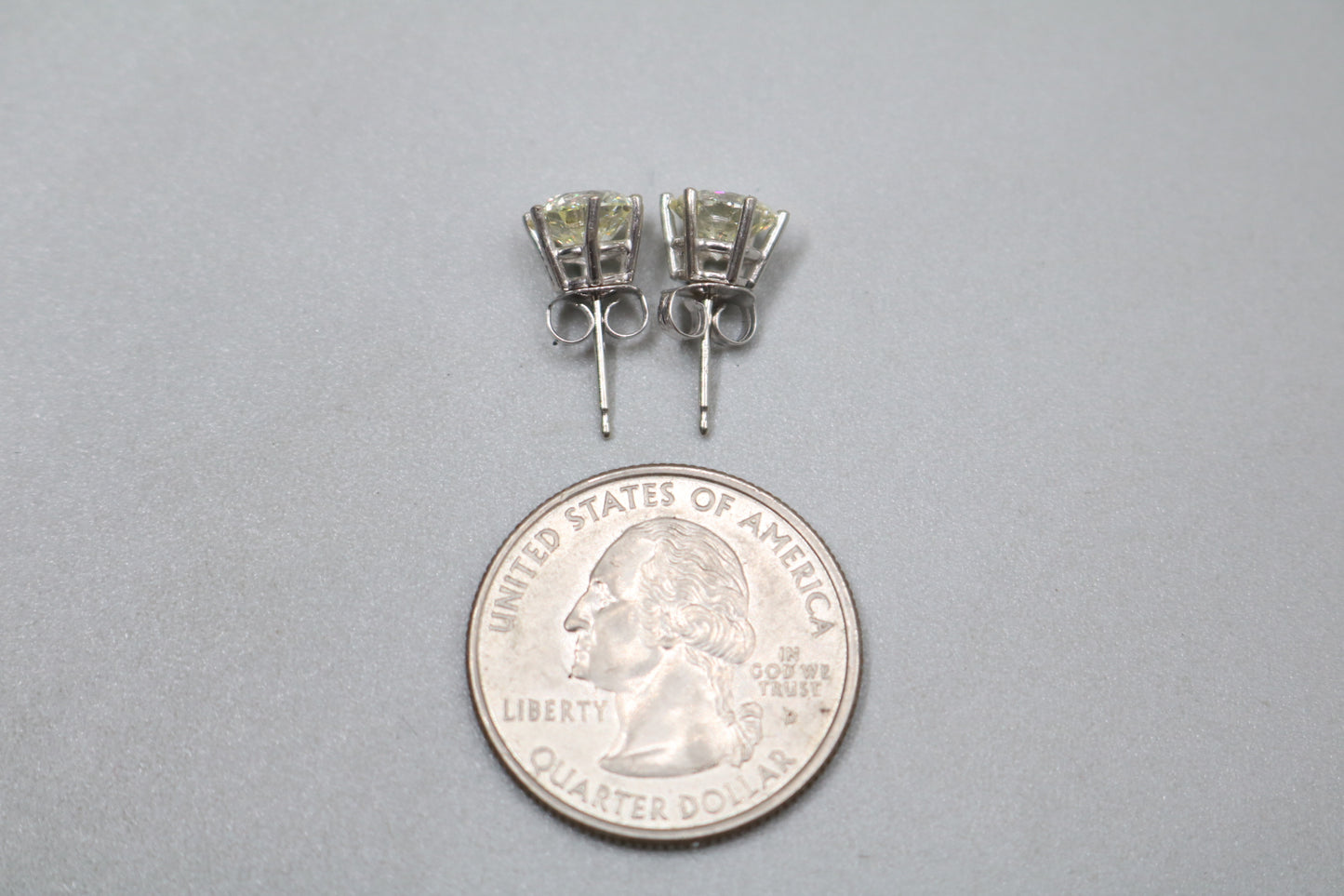 14K White Gold Classic 6 Prongs Diamond Stud Earrings (2.38 CTW) (Local Purchase Only)