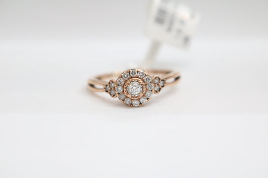 10K Rose Gold Diamond Cluster Ring (Size 9)
