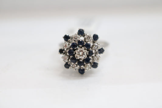 10K White Gold Diamond Cluster Cocktail Ring (Size 8 & 1/2) (Local pick-up only)
