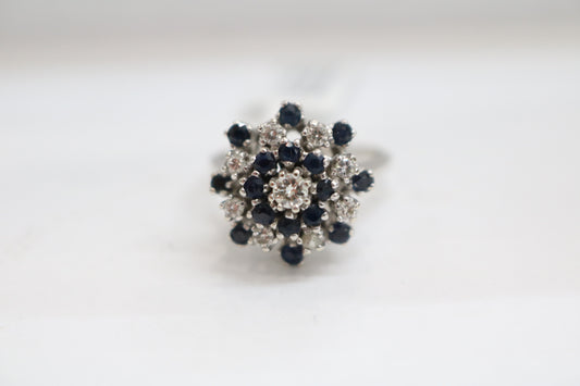 10K White Gold Diamond Cluster Cocktail Ring (Size 8 & 1/2)