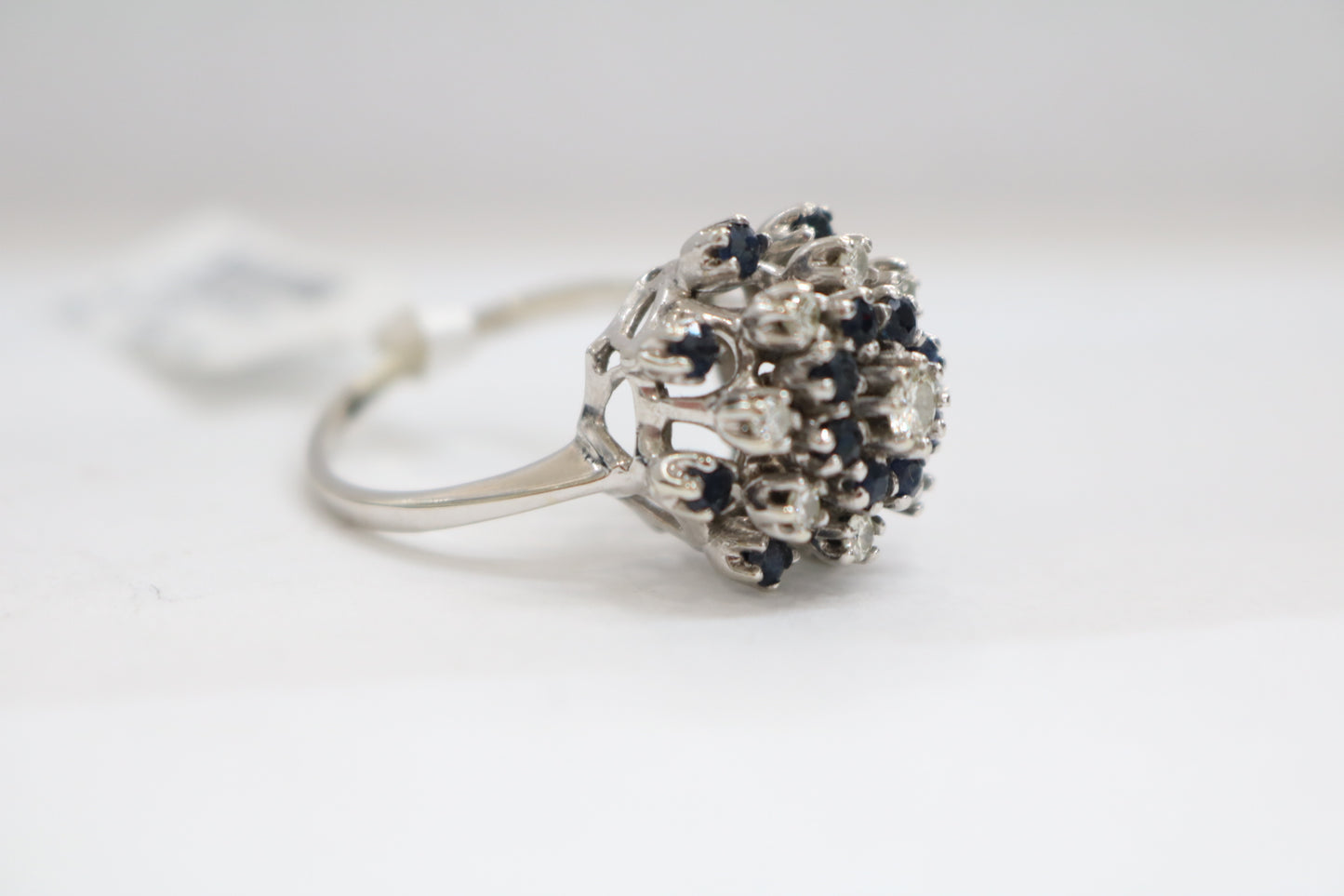 10K White Gold Diamond Cluster Cocktail Ring (Size 8 & 1/2)