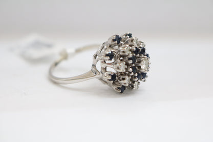 10K White Gold Diamond Cluster Cocktail Ring (Size 8 & 1/2)