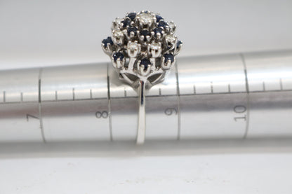 10K White Gold Diamond Cluster Cocktail Ring (Size 8 & 1/2)