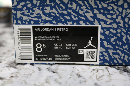 Air Jordan 3 Retro Wizards (8.5 Men's) sneakers