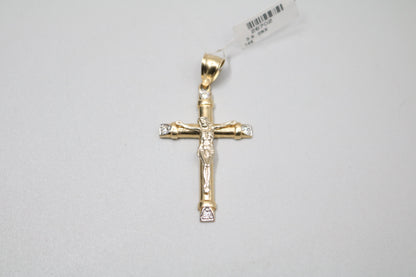 14K Two Tone Jesus Charm with Clear Stones