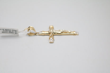 14K Two Tone Jesus Charm with Clear Stones
