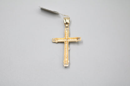 14K Two Tone Jesus Charm with Clear Stones