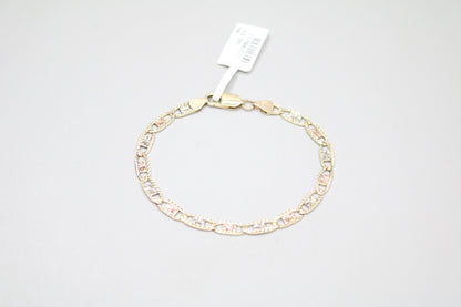 14K Three Tone Gucci Link Bracelet (7 Inches)