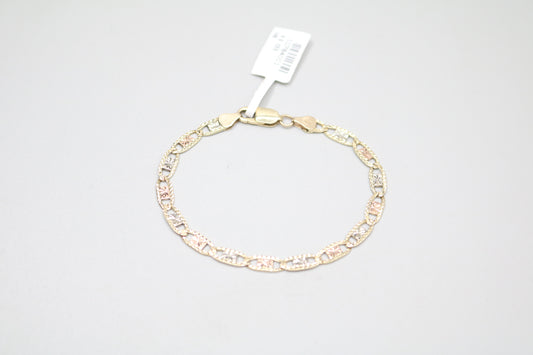 14K Three Tone Gucci Link Bracelet (7 Inches)