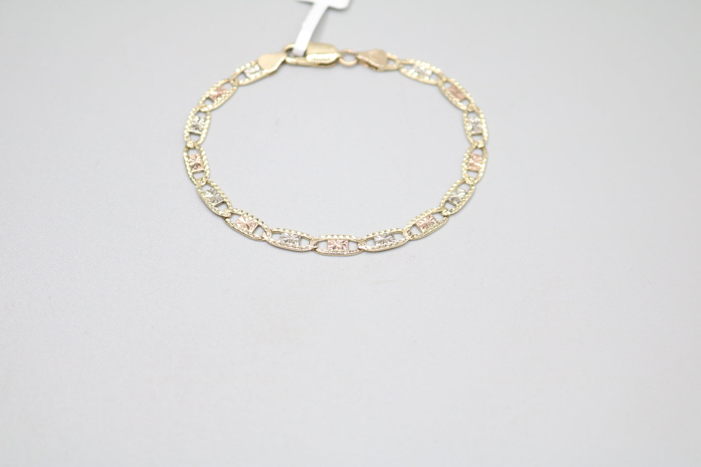 14K Three Tone Gucci Link Bracelet (7 Inches)