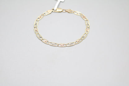 14K Three Tone Gucci Link Bracelet (7 Inches)