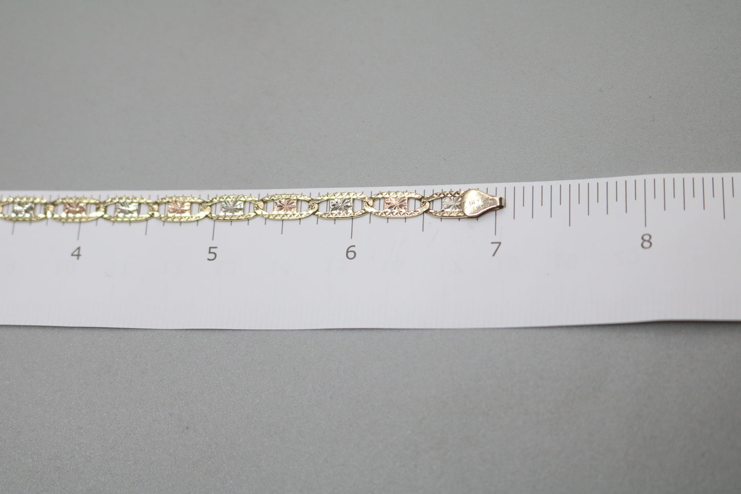 14K Three Tone Gucci Link Bracelet (7 Inches)