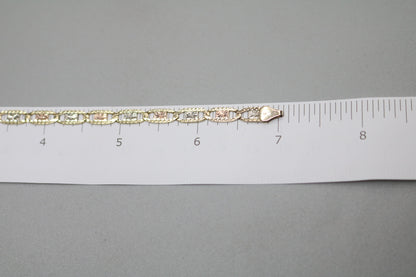 14K Three Tone Gucci Link Bracelet (7 Inches)