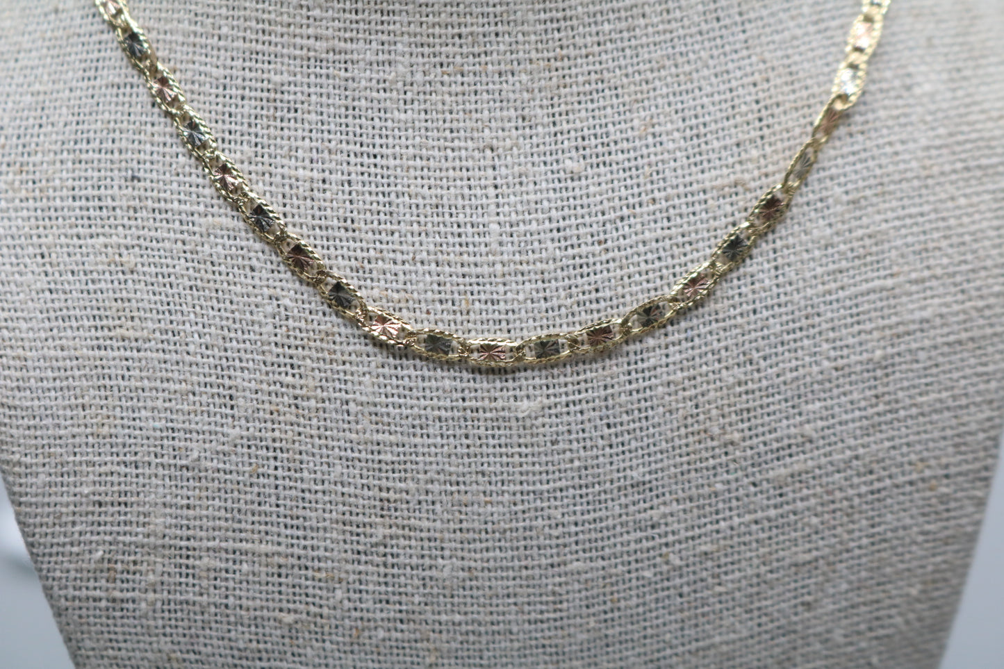 14K Three Toned Fancy Gucci Chain (24 Inches)