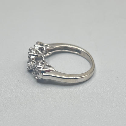 14K White Gold Cluster Past Present and Future Diamond Ring (0.84 CTW)