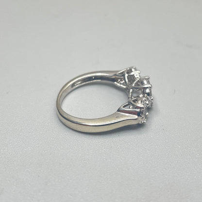 14K White Gold Cluster Past Present and Future Diamond Ring (0.84 CTW)