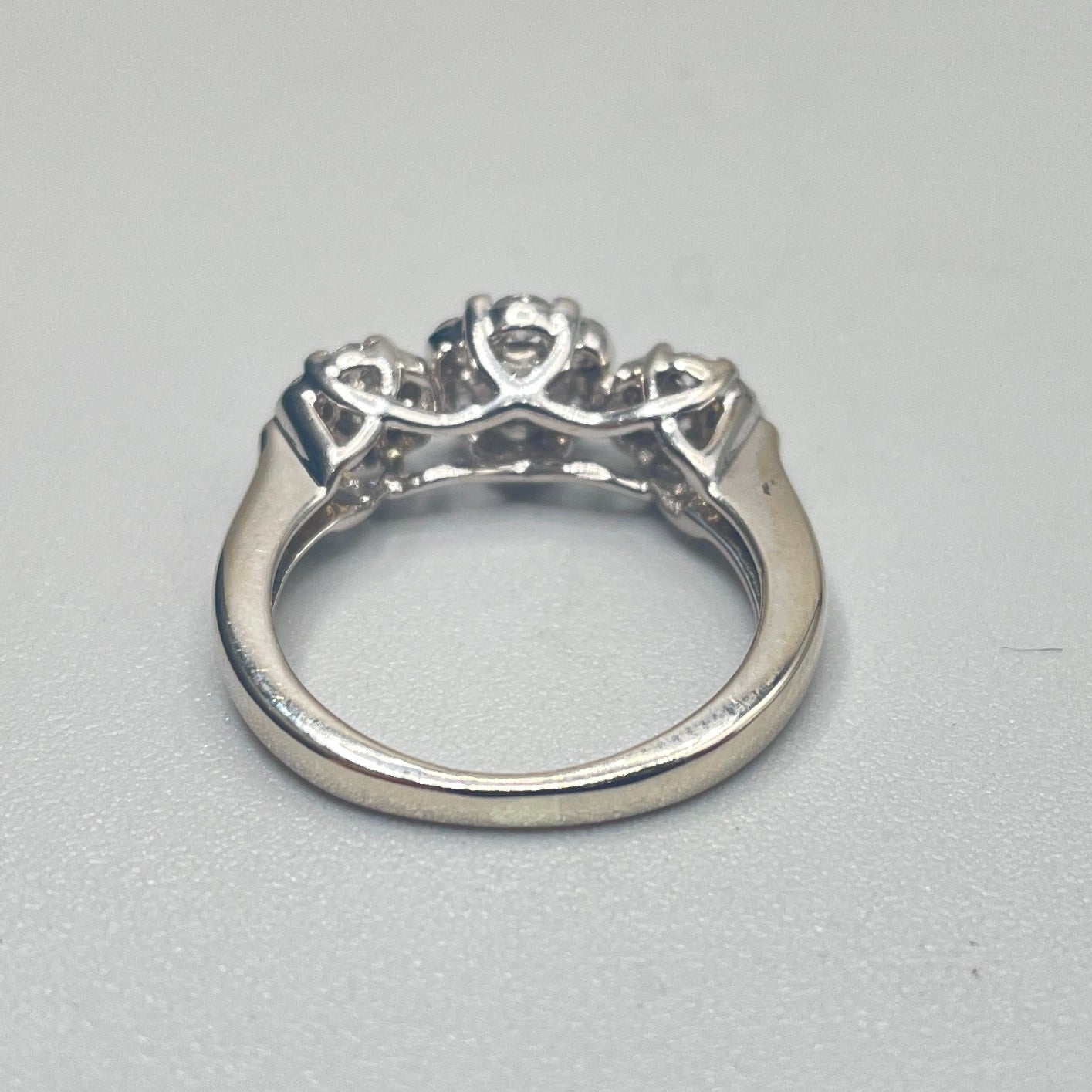 14K White Gold Cluster Past Present and Future Diamond Ring (0.84 CTW)