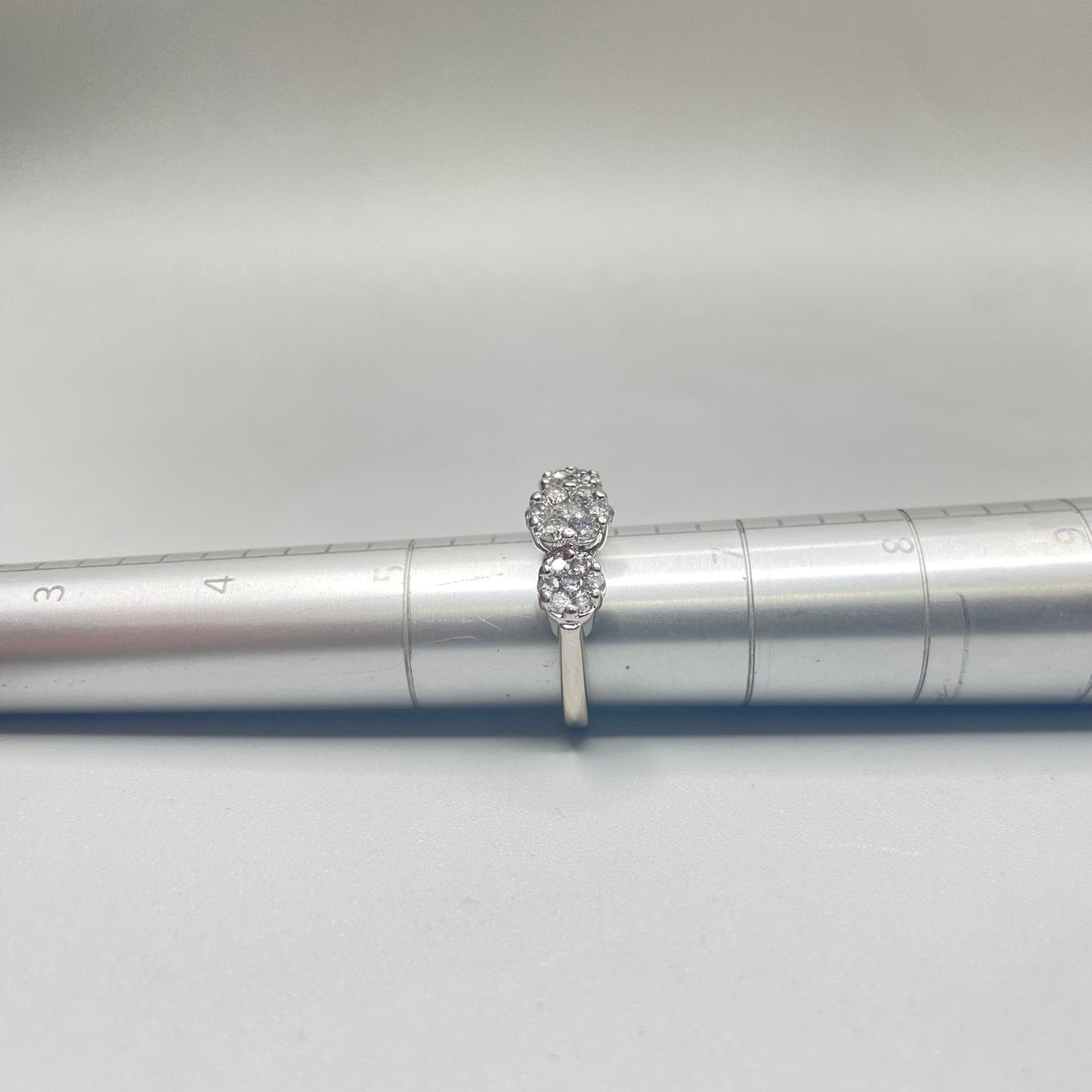 14K White Gold Cluster Past Present and Future Diamond Ring (0.84 CTW)