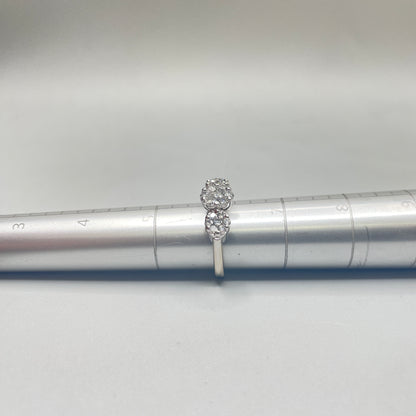 14K White Gold Cluster Past Present and Future Diamond Ring (0.84 CTW)