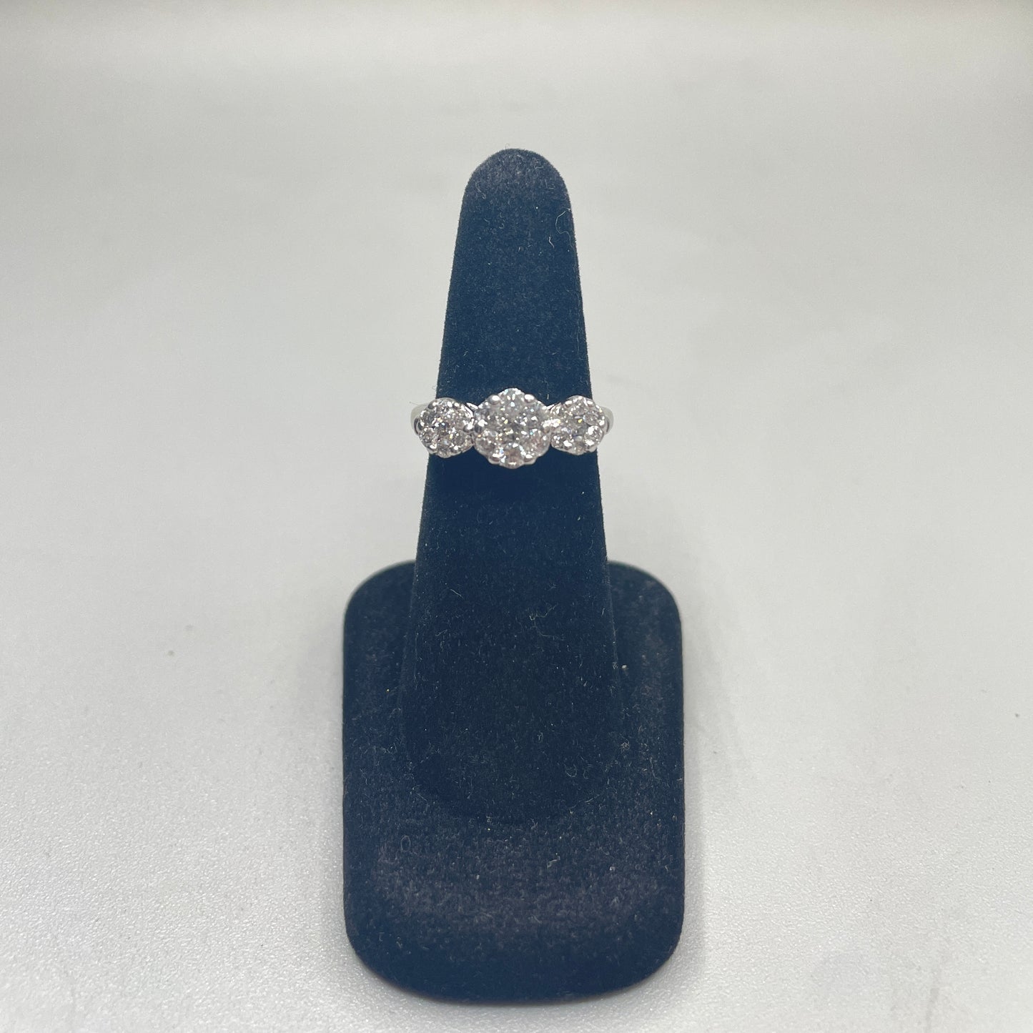 14K White Gold Cluster Past Present and Future Diamond Ring (0.84 CTW)