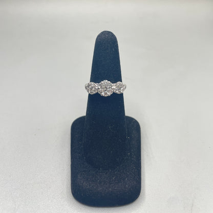14K White Gold Cluster Past Present and Future Diamond Ring (0.84 CTW)
