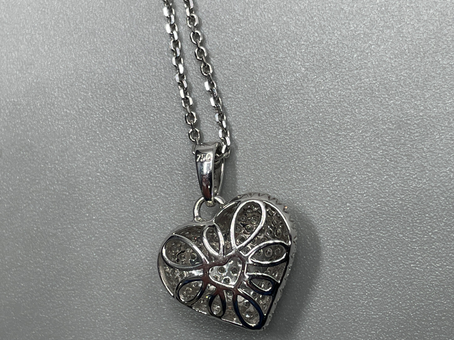 14K White Gold Cable Chain with 18K White Gold Diamond Heart Charm (local pick-up only)