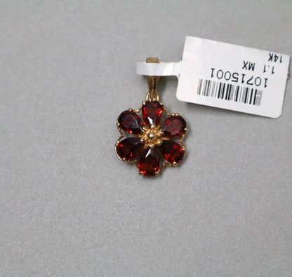 14K Yellow Gold Orange Tourmaline Flower Charm (1.8 Grams)
