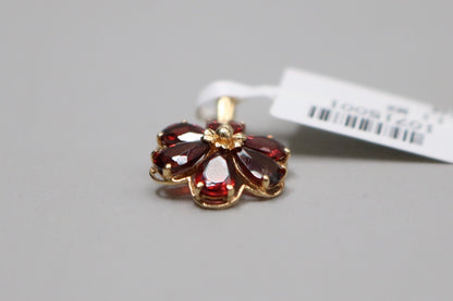14K Yellow Gold Orange Tourmaline Flower Charm (1.8 Grams)