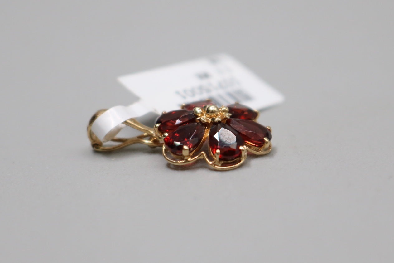 14K Yellow Gold Orange Tourmaline Flower Charm (1.8 Grams)