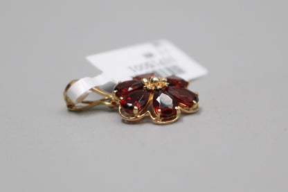 14K Yellow Gold Orange Tourmaline Flower Charm (1.8 Grams)