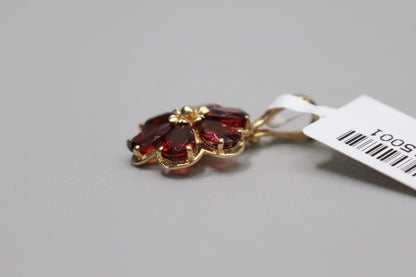 14K Yellow Gold Orange Tourmaline Flower Charm (1.8 Grams)
