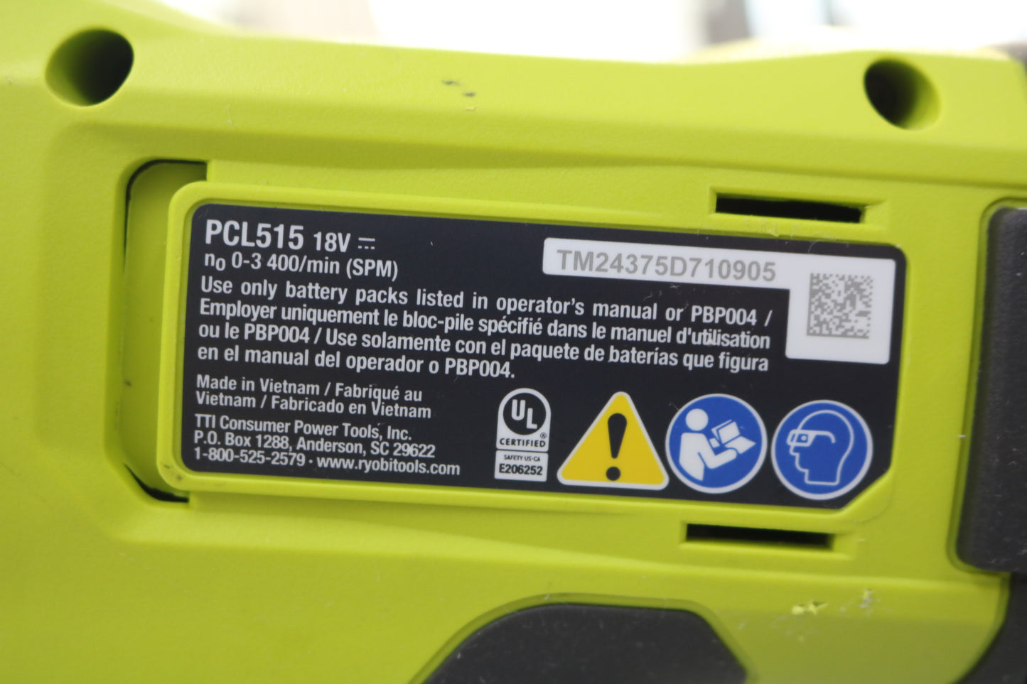 Ryobi PCL515 ONE+ 18V Cordless Reciprocating Saw - Tool Only | Pre-Owned
